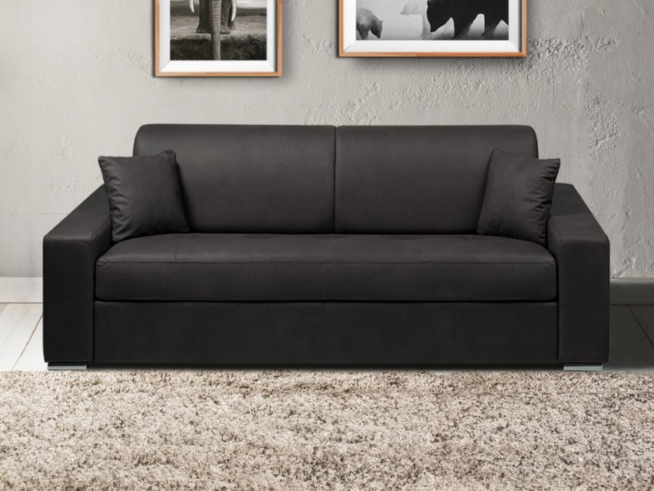 Schlafsofa 4-Sitzer Stoff EMIR - Anthrazit - Liegefläche: 160 cm - Matratzenhöhe: 22 cm Bild 1