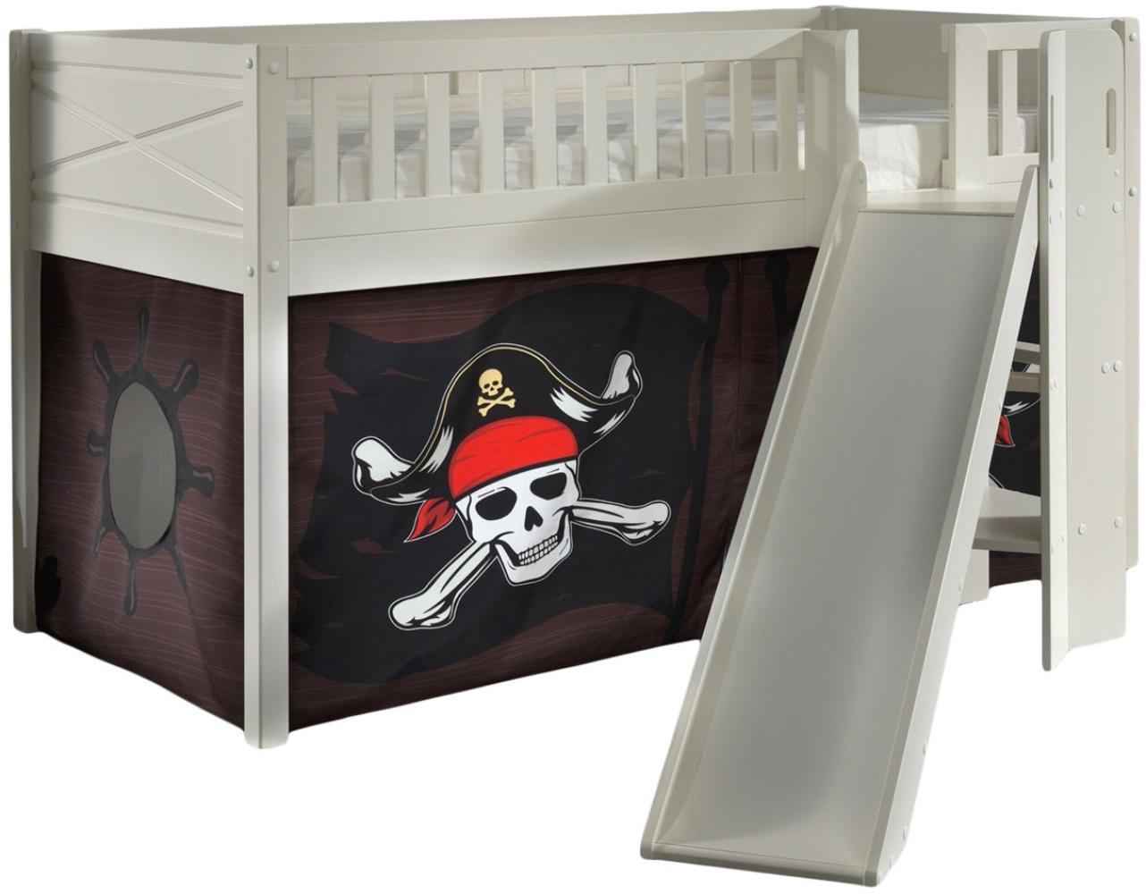 Spielbett >SCOTT< in Weiß Textilset Caribian Pirate - 207,6x114x203,7 (BxHxT) Bild 1