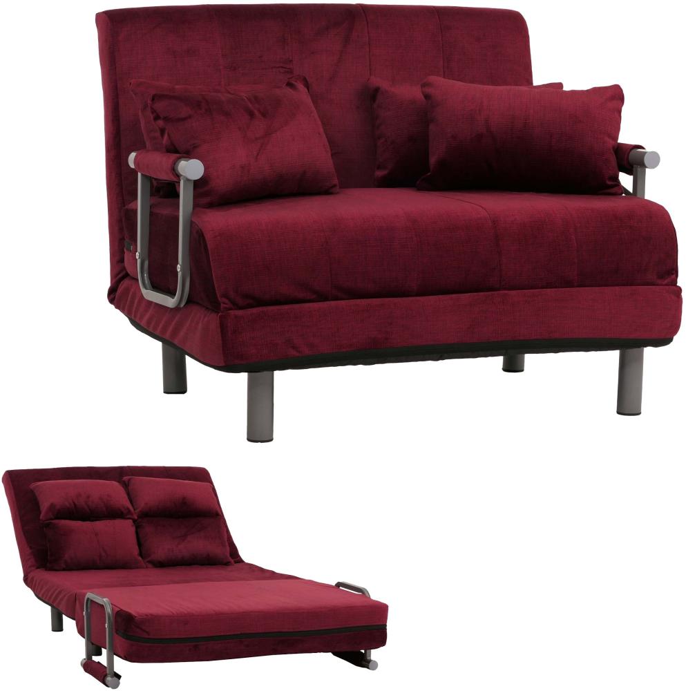 Schlafsessel HWC-K29, Klappsessel Schlafsofa Gästebett, Liegefläche 190x100cm, Stoff Chenille (370g/m²) ~ bordeaux Bild 1