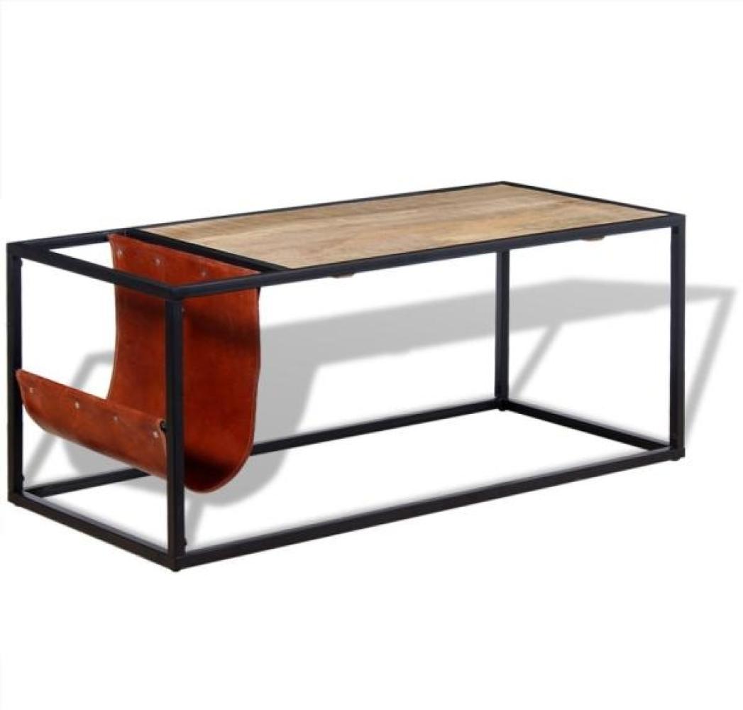 vidaXL Couchtisch mit Zeitschriftenhalter aus Echtleder, 110 x 50 x 45 cm Bild 1