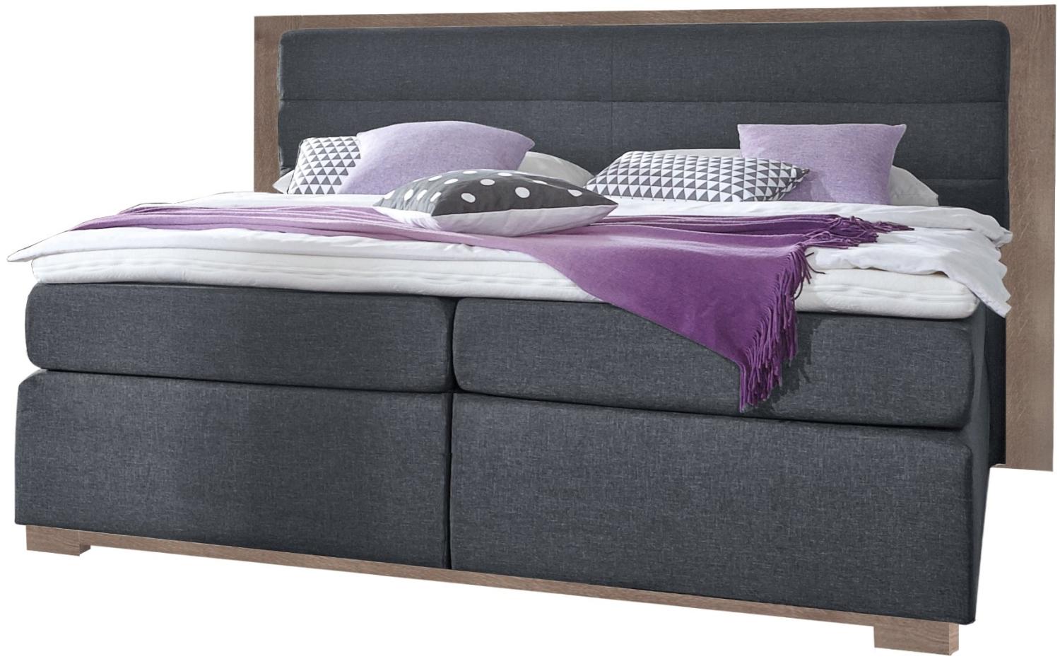 Wimex Boxspringbett Ohio, 7-Zonen-Taschenfederkernmatratze, Liegefläche 180x200 cm, Anthrazit/ Absetzung Schlammeiche Bild 1