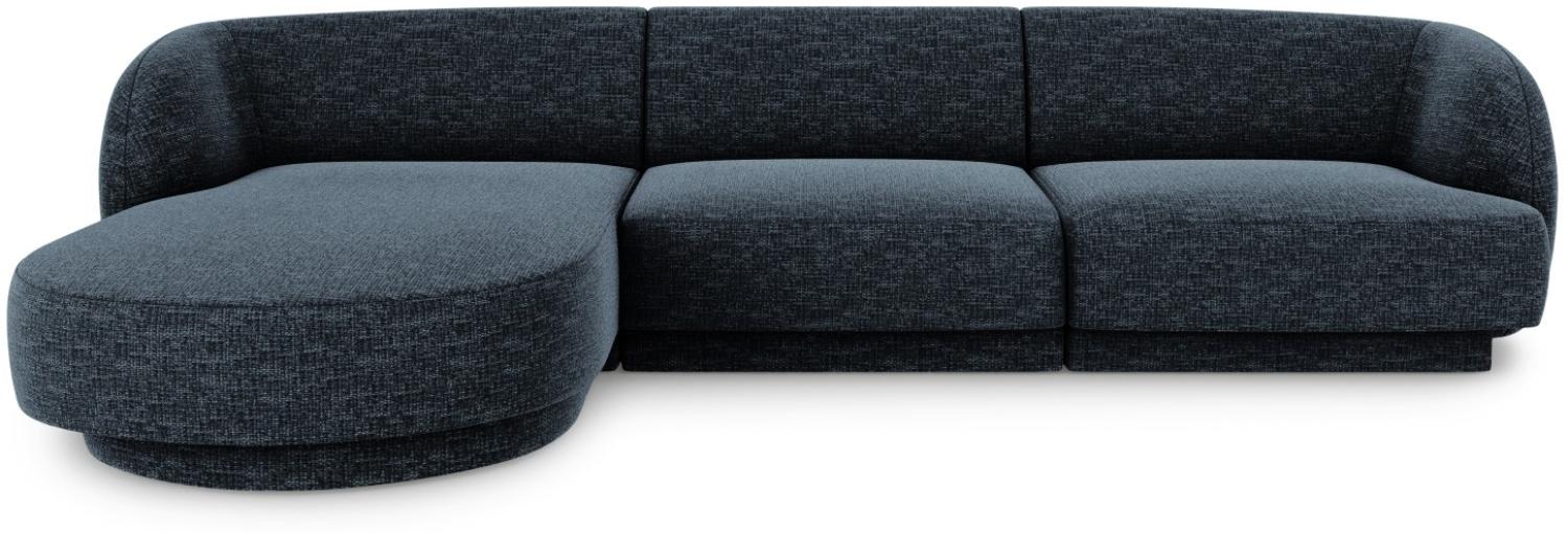 Micadoni 4-Sitzer Ecke links Sofa Miley | Bezug Royal Blue | Beinfarbe Black Plastic Bild 1