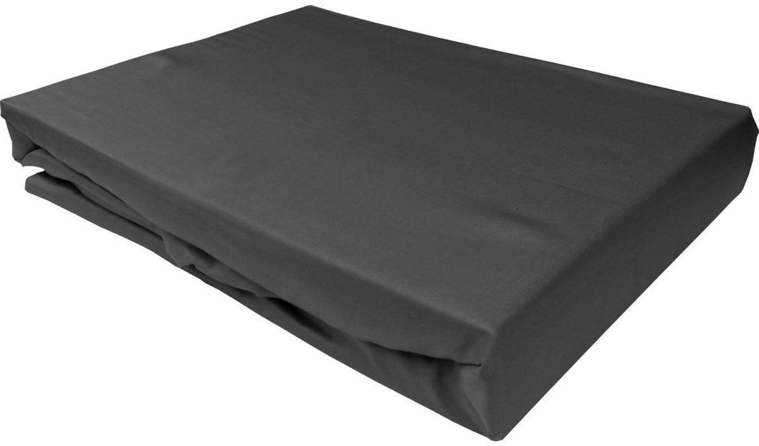 Bettwaesche-mit-Stil Mako-Satin Spannbettlaken anthrazit 90x200cm Höhe 31-40cm Bild 1