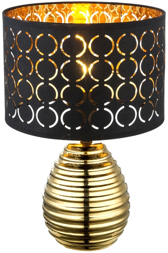Tischleuchte, Stanzungen, schwarz, gold, Samt, H 38 cm Bild 1