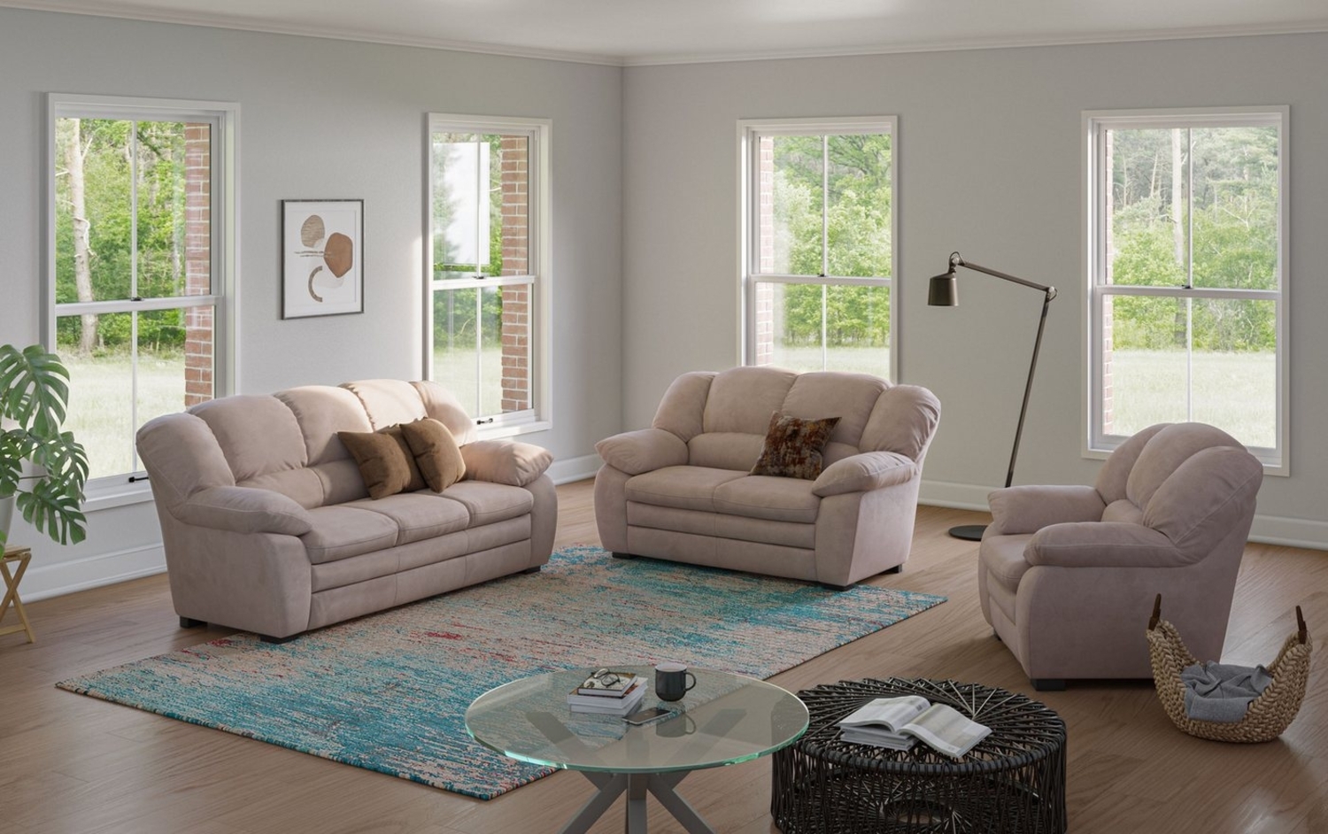COTTA Polstergarnitur Casino, Sofa Set, 3-2-1 Sitzer, Wohnzimmer Garnitur, (Set, 3-tlg), 3-teilig, Sessel, 2-Sitzer, 2,5-Sitzer, hohe Rückenlehne Bild 1