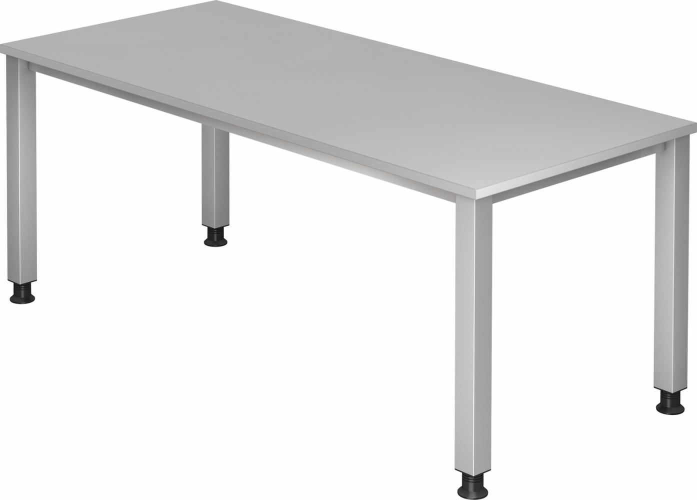 bümö manuell höhenverstellbarer Schreibtisch 180x80 cm in grau - PC Tisch höhenverstellbar & groß, höhenverstellbarer Tisch Büro, großer Computertisch verstellbar, Q-Serie, QS-19-5 Bild 1