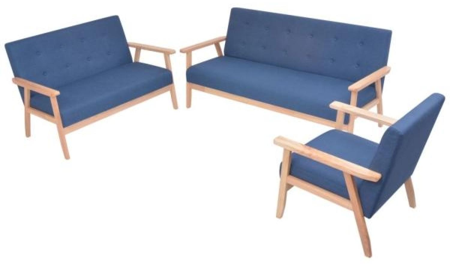 vidaXL Sofagarnitur 3-tlg. Stoff Blau 274915 Bild 1