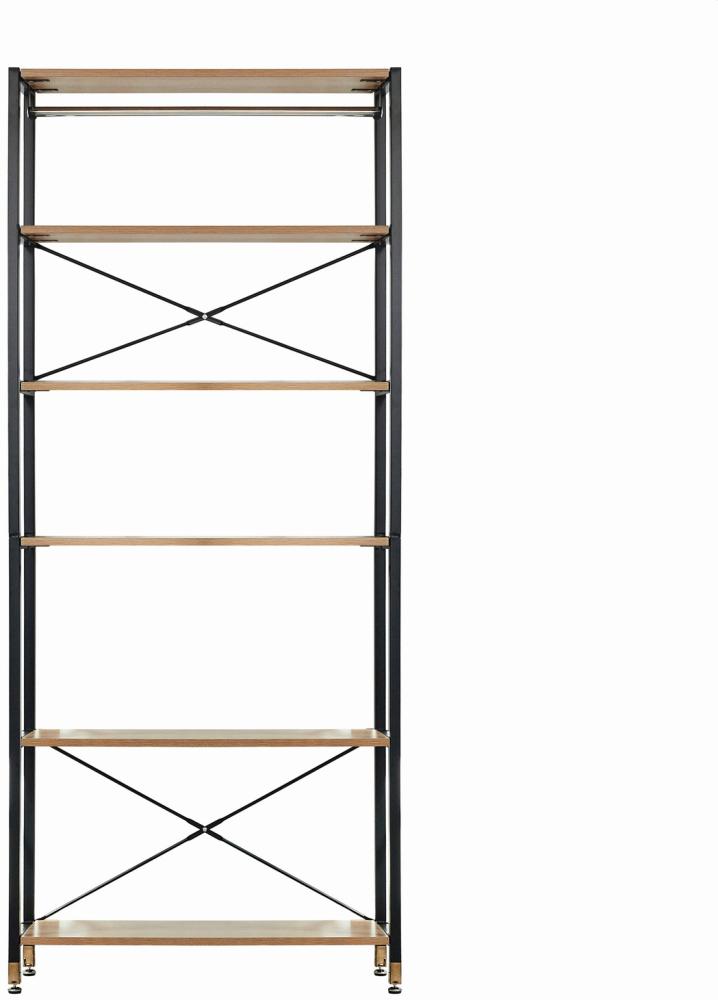 Regal breit MDF Akazie-Dekor Stahl Schwarz 6 Regalböden Bild 1