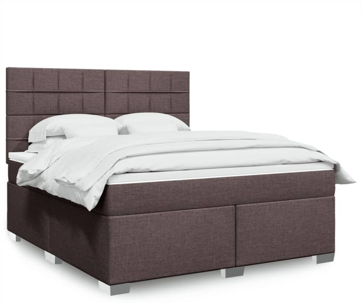 vidaXL Boxspringbett mit Matratze Dunkelbraun 180x200 cm Stoff 3292870 Bild 1