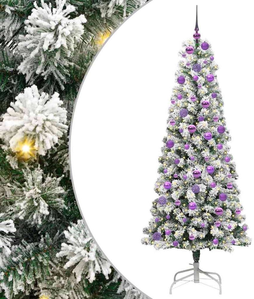 vidaXL Künstlicher klappbarer Weihnachtsbaum Grün und Weiß 180 cm 3395601 Bild 1