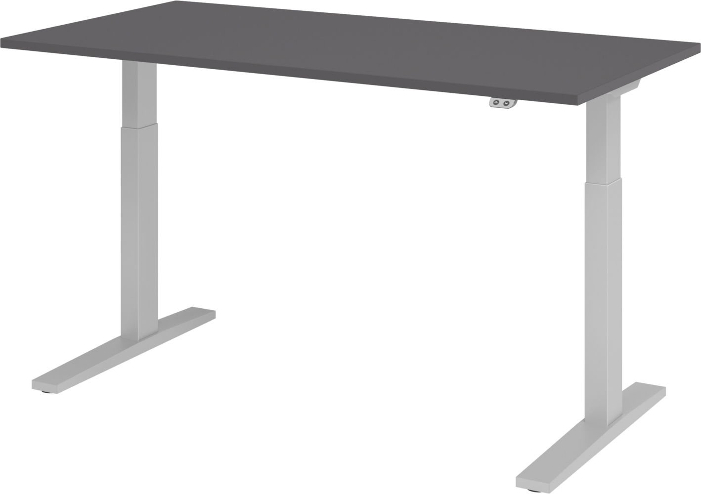 bümö elektrisch höhenverstellbarer Schreibtisch 160x80 cm in graphit, Gestell silber - Schreibtisch höhenverstellbar elektrisch, elektrischer Schreibtisch & Gaming Tisch, XMKA-Serie Bürotisch, XMKA16-G-S Bild 1