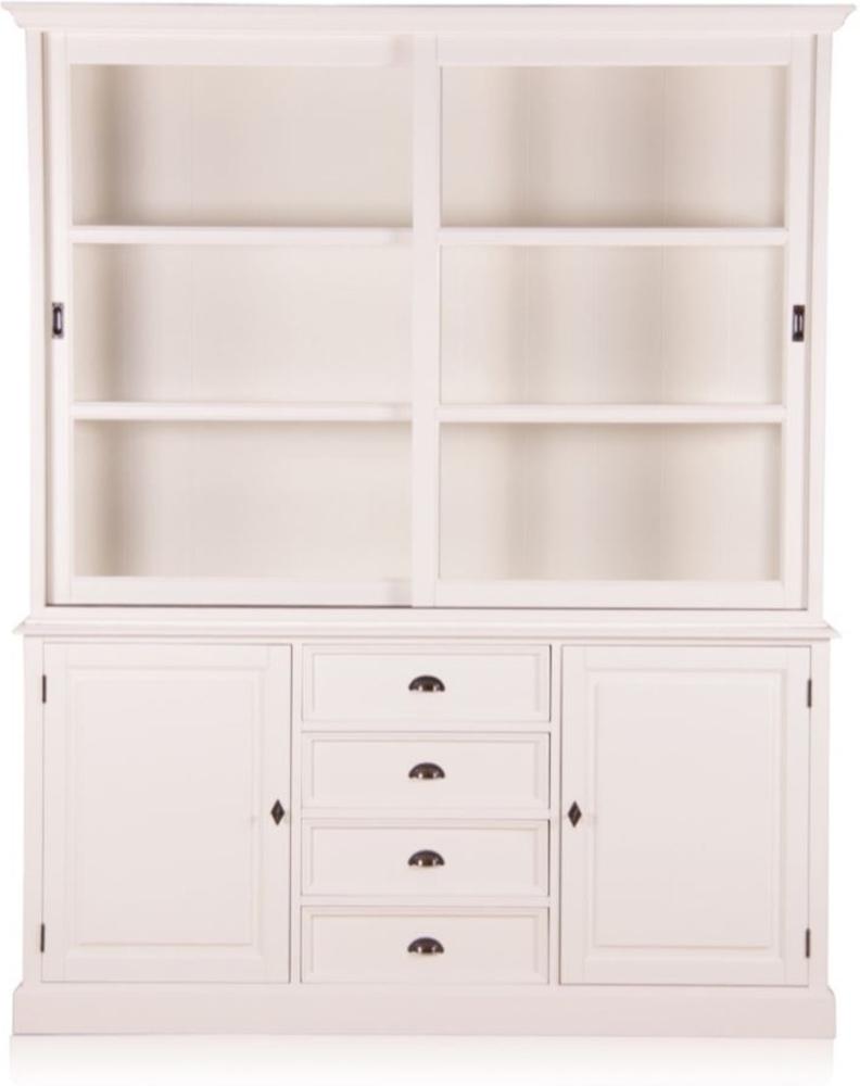 Casa Padrino Landhausstil Wandschrank Antik Weiß mit 2 Türen und 4 Schubladen 185 x 43 x H. 225 cm - Landhausstil Möbel Bild 1