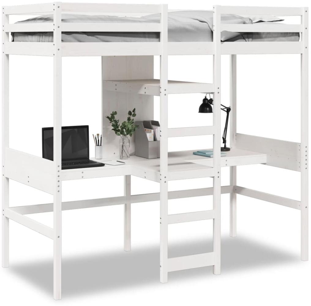 vidaXL Hochbett ohne Matratze Weiß 80x200 cm Massivholz Kiefer 3308545 Bild 1