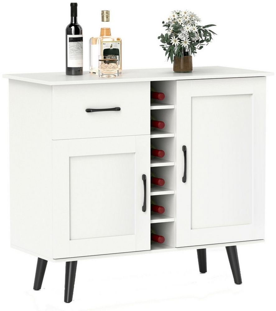 COSTWAY Weinschrank Buffetschrank mit 6-Flaschen Weinregal, verstellbare Regal, Weiß Bild 1