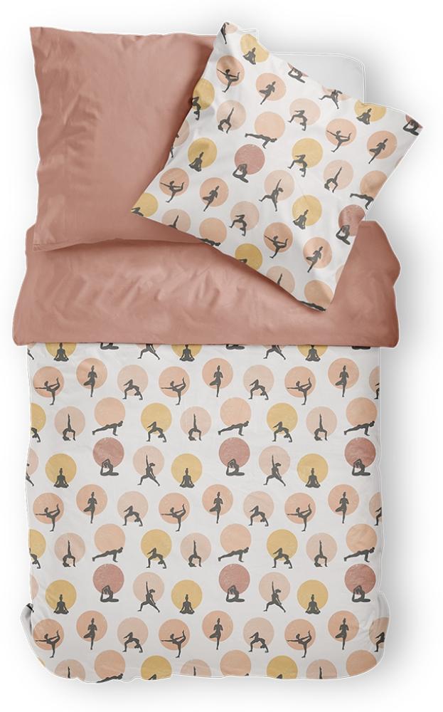 Dormabell Satin Bettwäsche 155x220 Yoga Gymnastik Punkte Wende creme puder Bild 1