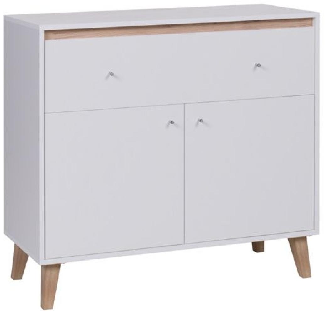 Kommode Sideboard Schrank KALMAR 100x90,5x40 cm in Weiss matt Bild 1