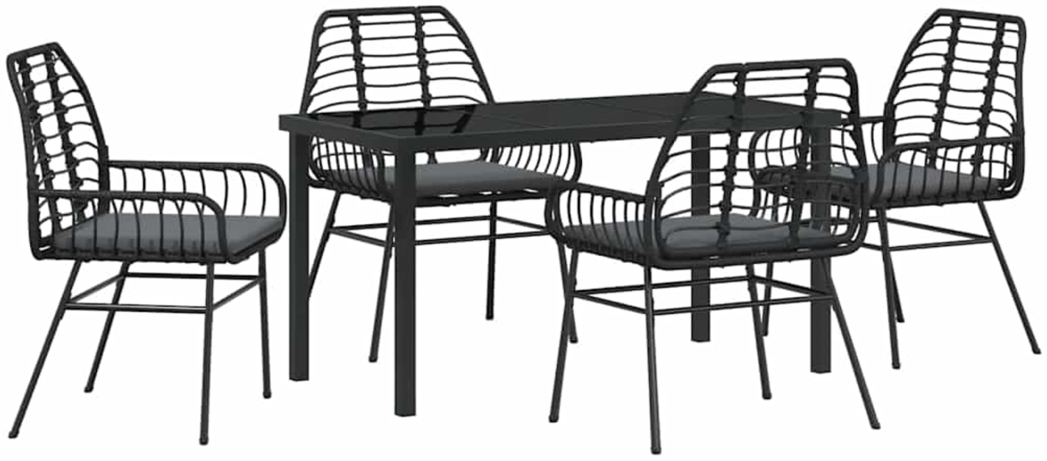 vidaXL Garten Essgruppe 5 pcs Schwarz Poly-Rattan 3380857 Bild 1