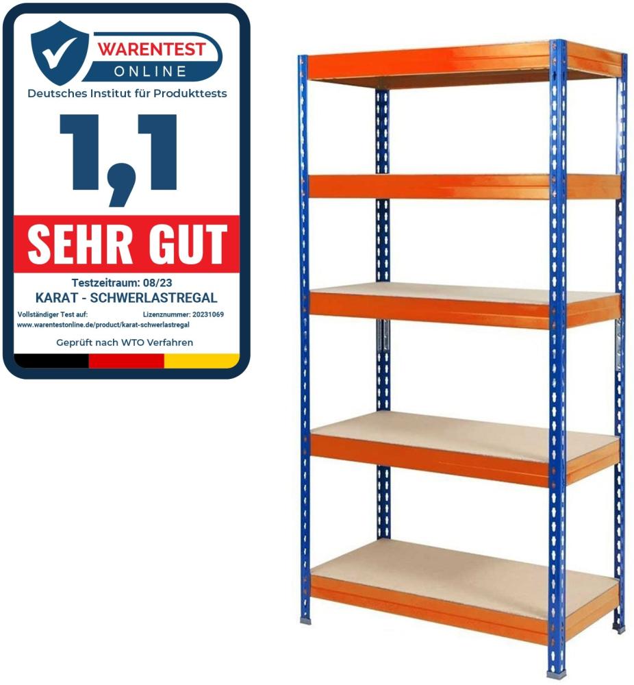 Schwerlastregal | Blau-Orange | Traglast bis 1250 kg | Individuell einsetzbar | 180 x 120 x 45 cm Bild 1