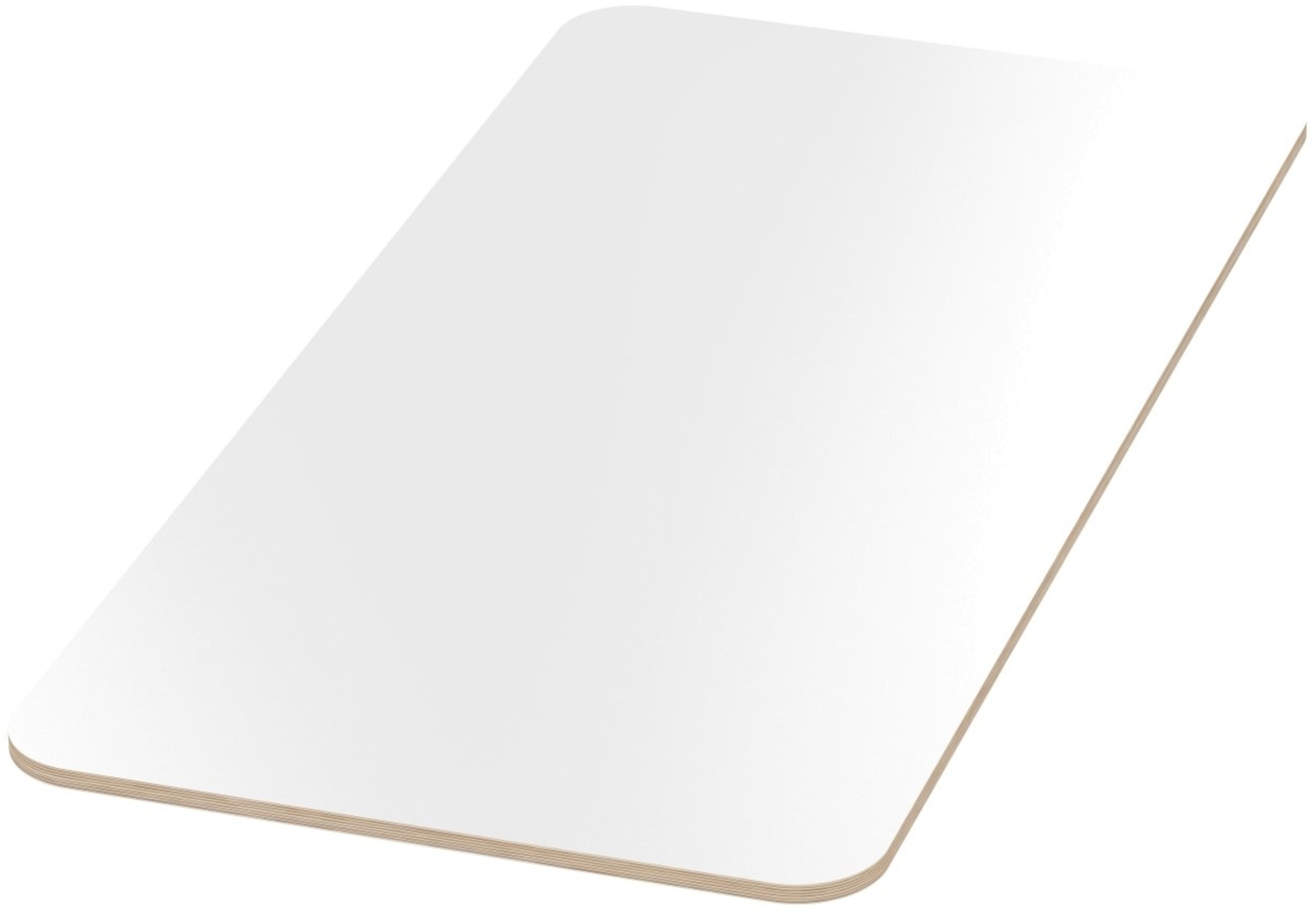 Multiplexplatte Holzplatte Tischplatte Birke melaminbeschichtet weiß Eckenradius 100 mm - Größe 120 x 60 cm - Höhe 1,8 cm - Farbe weiß Bild 1