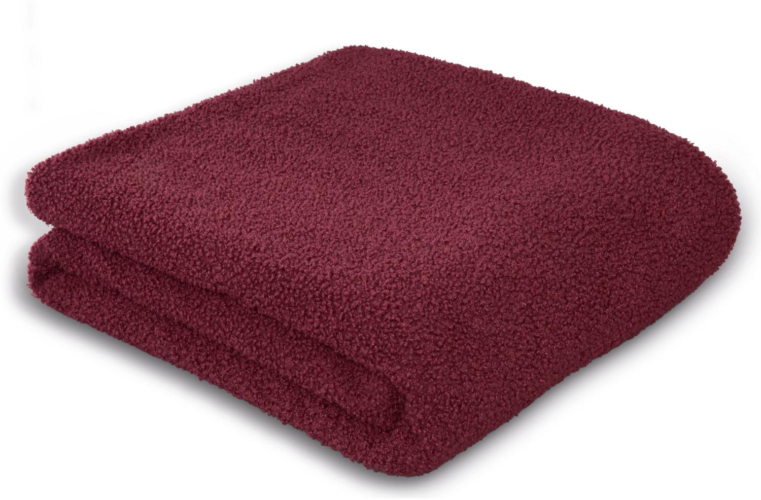 Biederlack Kuscheldecke Plüschdecke 150x200 BoucleTeddy berry uni weinrot 812360 Bild 1