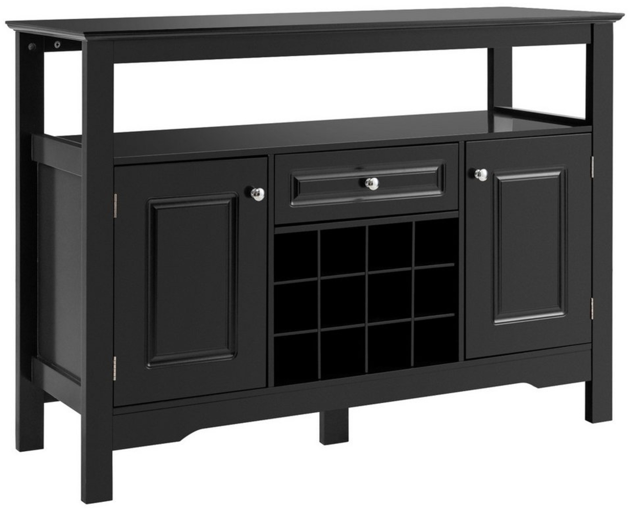 COSTWAY Sideboard Küchenschrank mit Türen und Schubladen, Konsolentisch Holz Küchekommode, Buffetschrank Aufbewahrungsschrank Beistellschrank Weinschrank (Schwarz) Bild 1