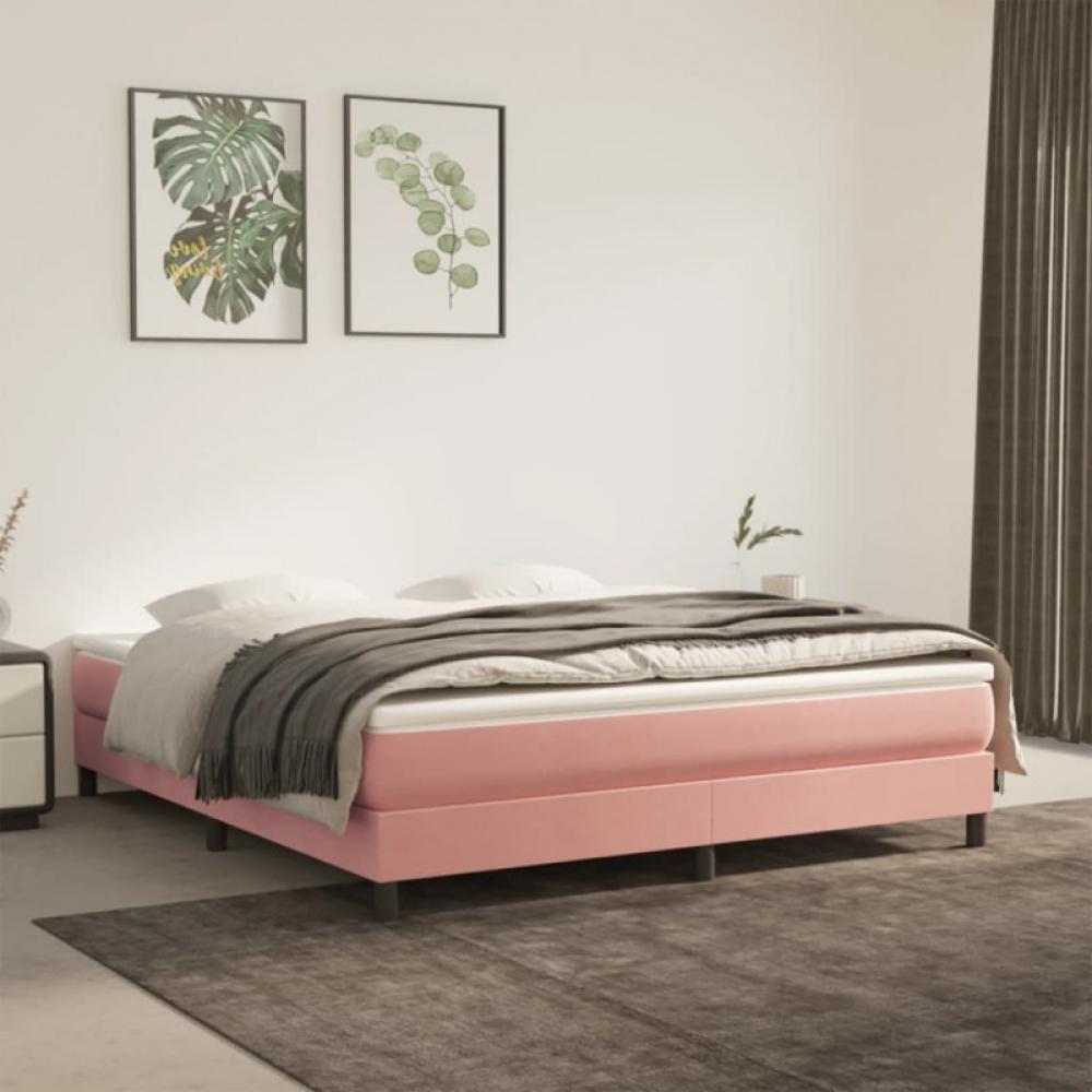 vidaXL Boxspringbett mit Matratze Rosa 160x200 cm Samt 3144344 Bild 1