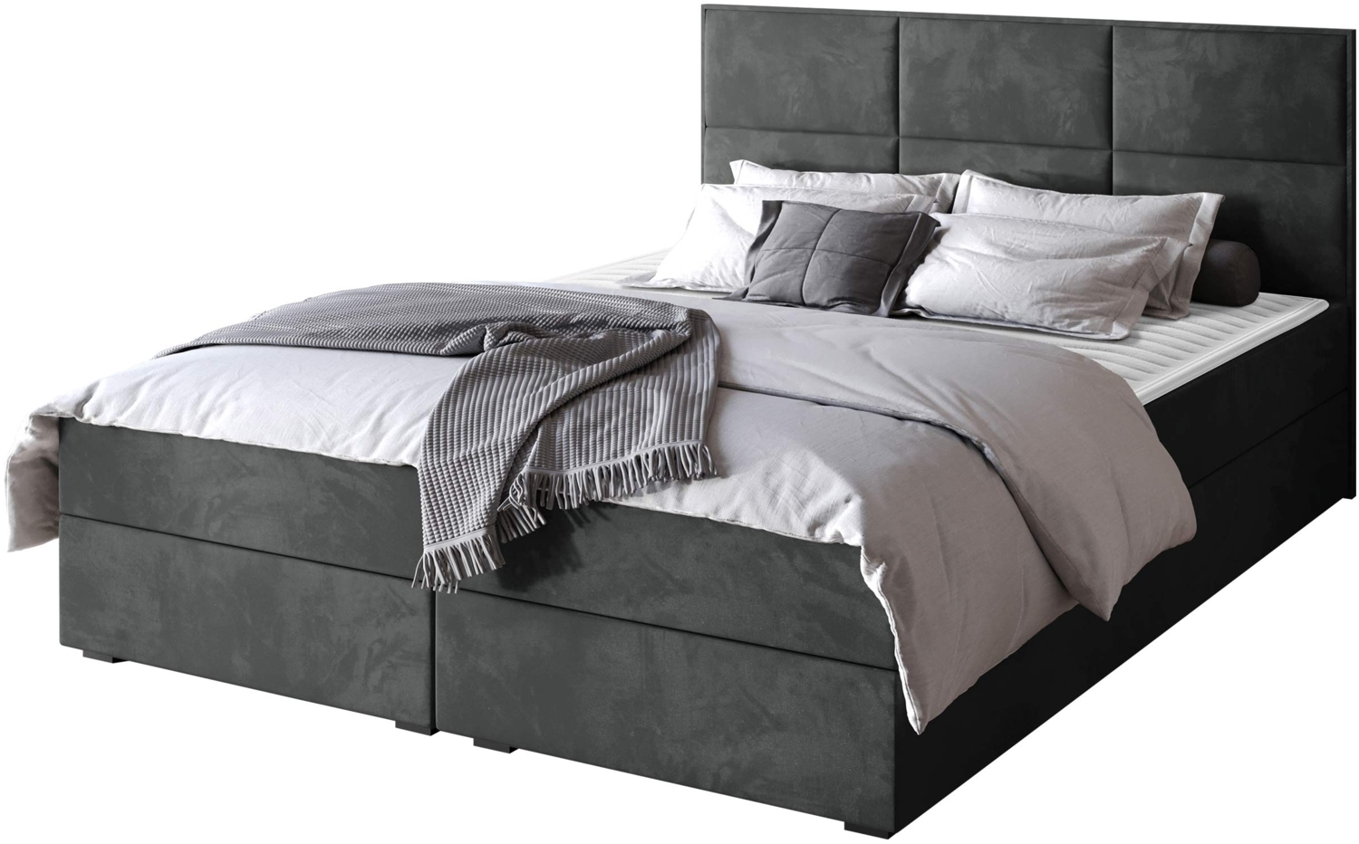 Boxspringbett Draban I, Grau, 160x200 cm Bild 1