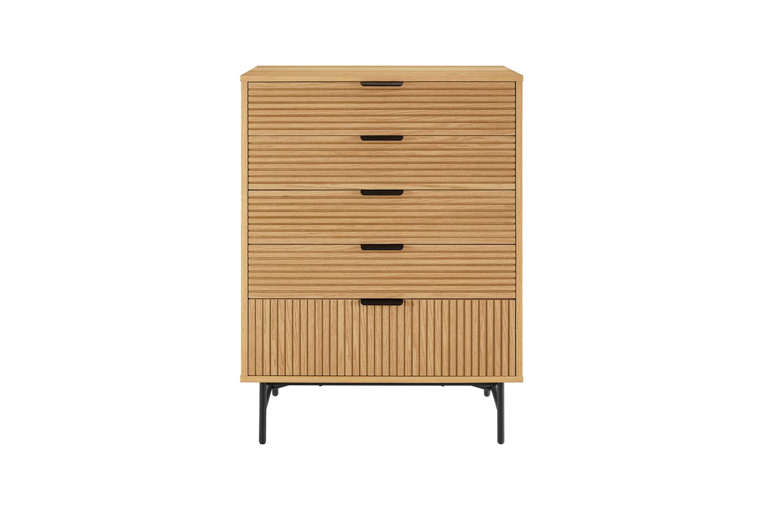 Kommode hoch 80 cm Eiche Echtholzfurnier Sideboard Wohnzimmer Schrank Anrichte Bild 1