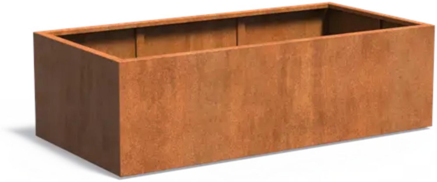 Adezz Pflanzgefäß Carrez Standard Rechteck aus Corten-Stahl Pflanzkübel Größe 200x100x60 cm Bild 1