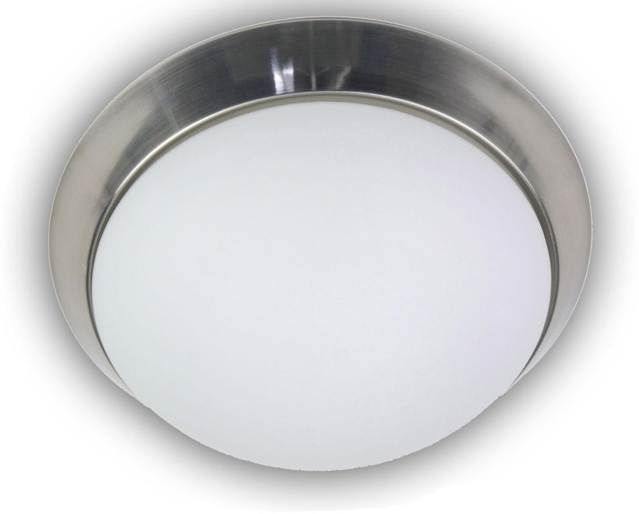 LED-Deckenleuchte rund, Opalglas matt, Dekorring Nickel matt, Ø 45cm Bild 1