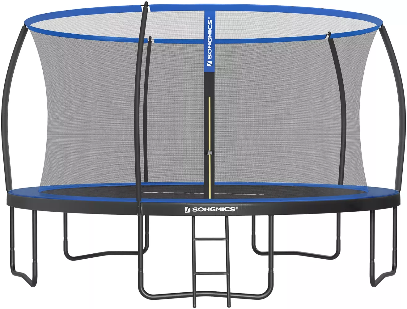 Songmics Trampolin mit Leiter, Sicherheitsnetz und gepolsterten Stangen, schwarz-blau, Ø427cm Bild 1