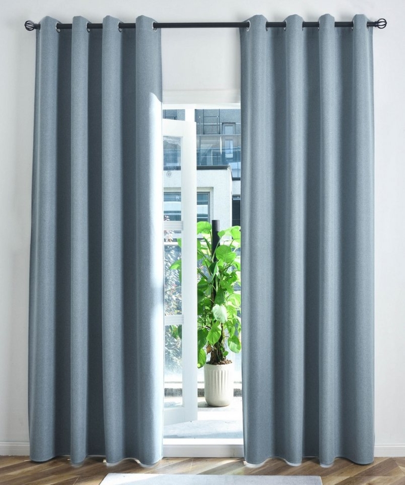 Gardinenbox Vorhang (2 St), Ösen, verdunkelnd, Leinenbindung, 100% Verdunkelung Blackout Leinenbindung 202410-2 Bild 1