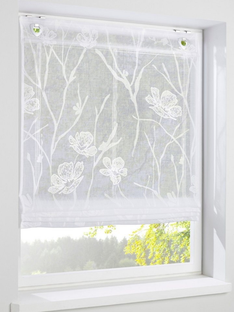 Rollo Raffrollo, heine, halbtransparent, Ösen mit Fensterhaken Bild 1