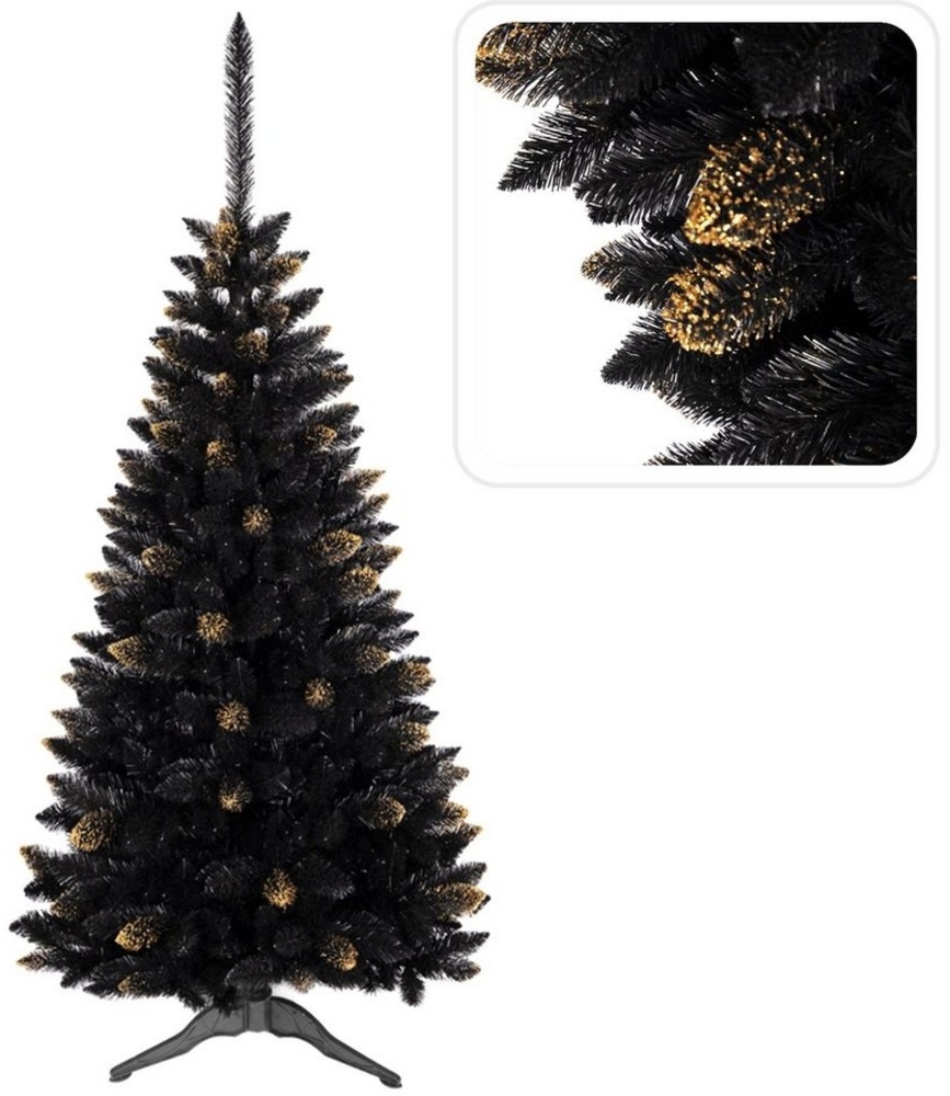 Sarcia. eu Künstlicher Weihnachtsbaum Schwarzer künstlicher Weihnachtsbaum Fichte Ghana PVC, gold 90cm Bild 1