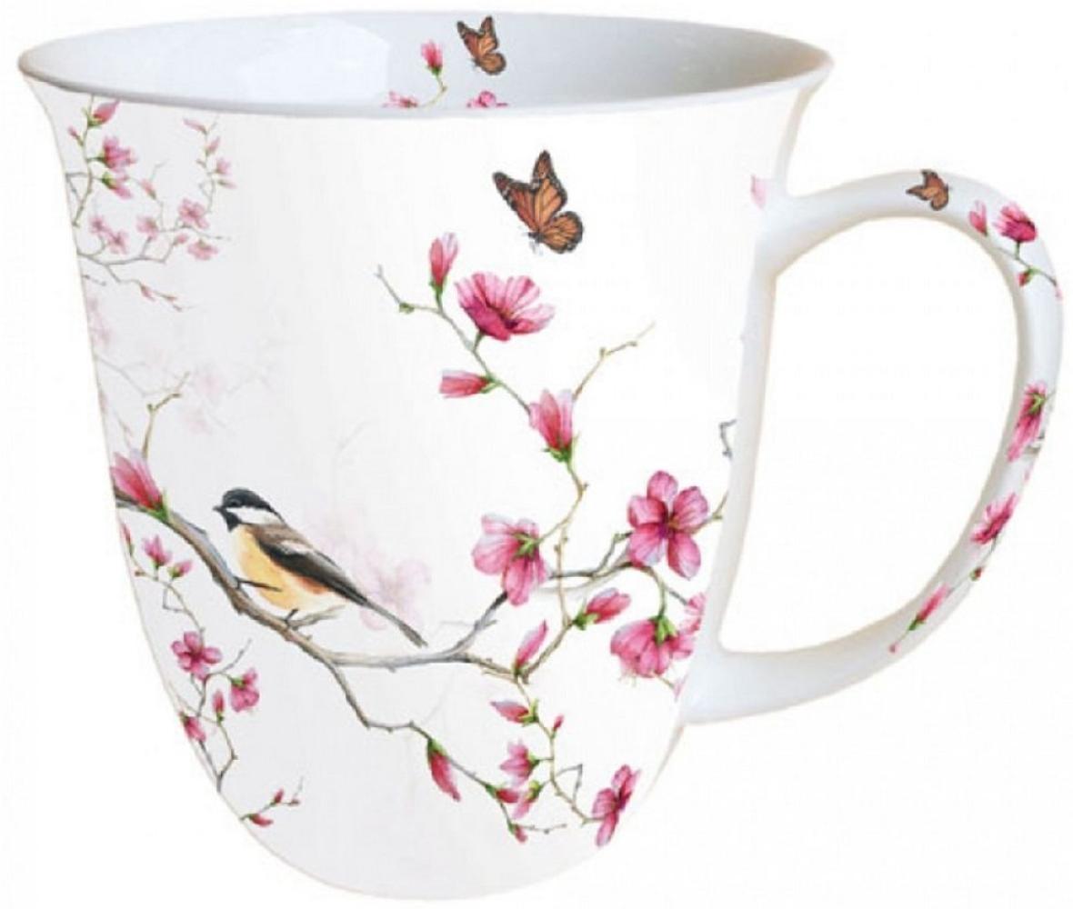 Ambiente Luxury Paper Products Becher Porzellan Tasse Blumen Frühling Vogel -Sommer Blossom Mug, Porzellan Vogel und Blüte, als Geschenk geeignet Bild 1