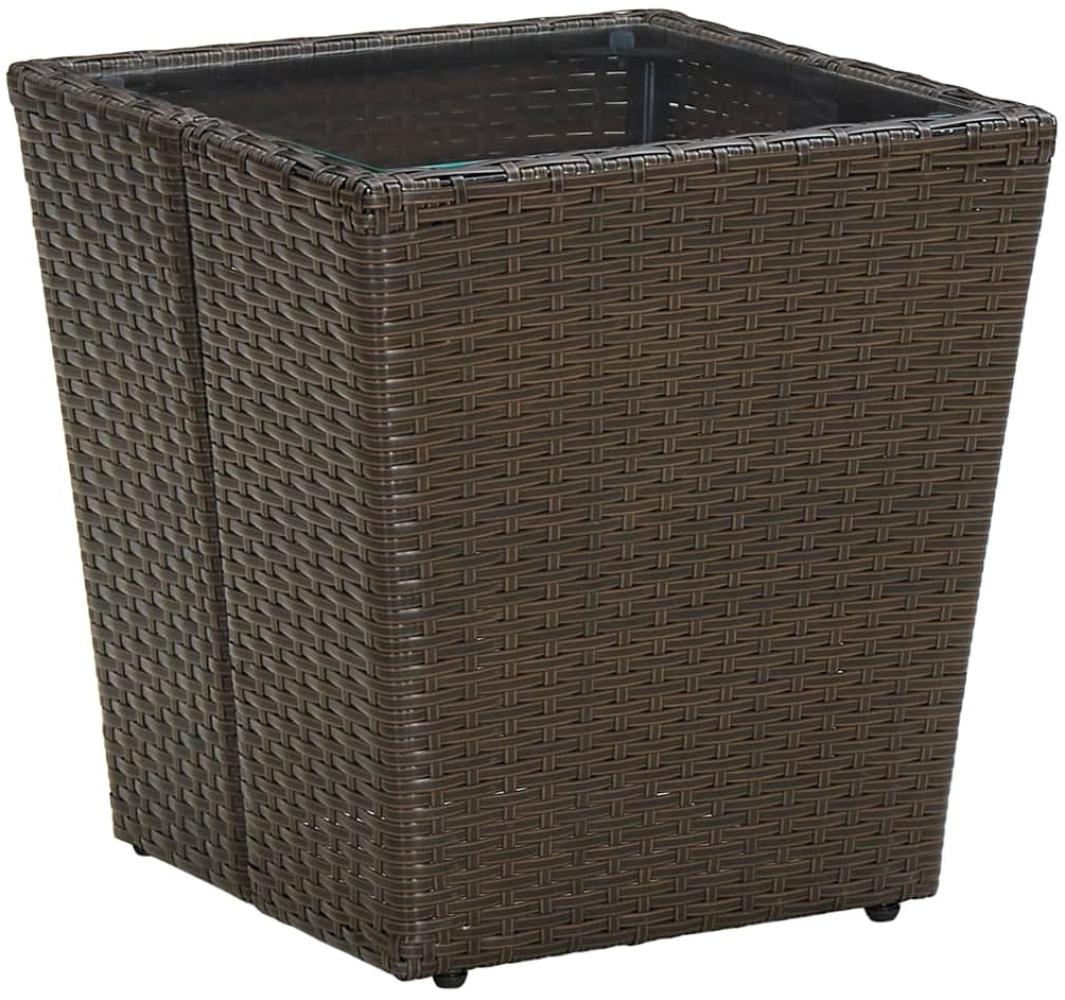 vidaXL Beistelltisch Braun 41,5x41,5x44 cm Poly Rattan und Hartglas 310558 Bild 1