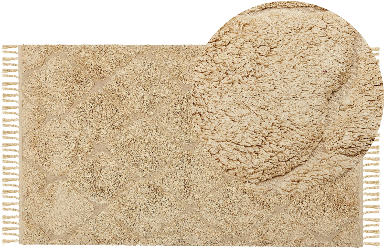 Teppich Baumwolle sandbeige 80 x 150 cm geometrisches Muster Kurzflor SANLIURFA Bild 1