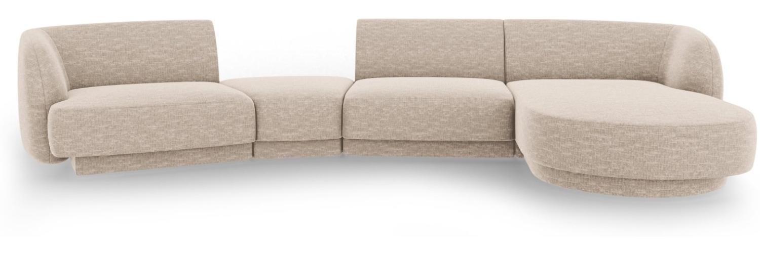 Micadoni Modulares Sofa Miley mit Recamiere 4-Sitzer Rechts Chenille Beige Bild 1