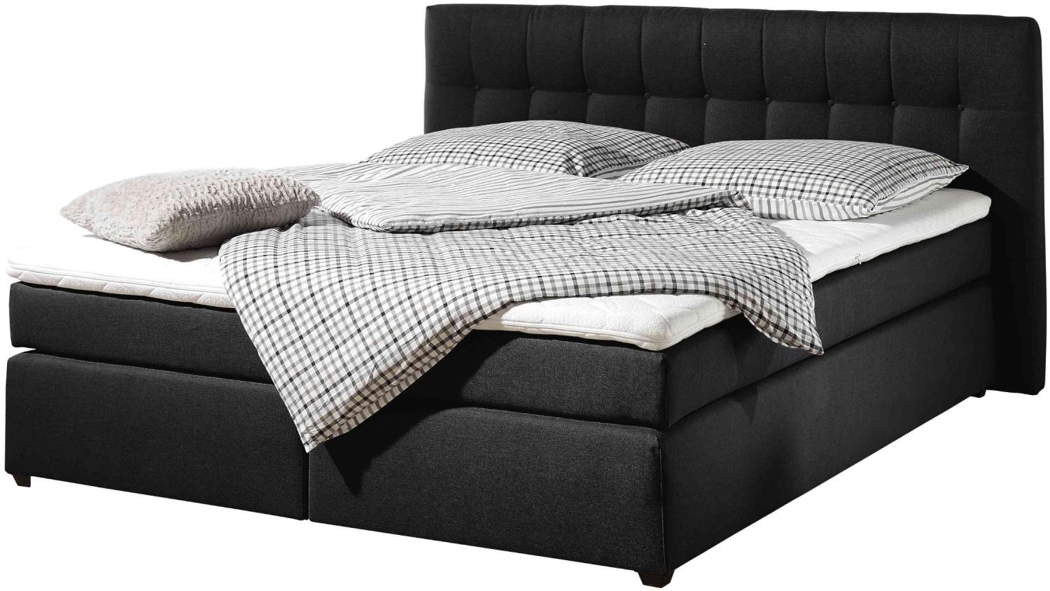 Maintal Boxspringbett Jeremy, 180 x 200 cm, Strukturstoff, 7-Zonen-Kaltschaum Matratze H3, schwarz Bild 1