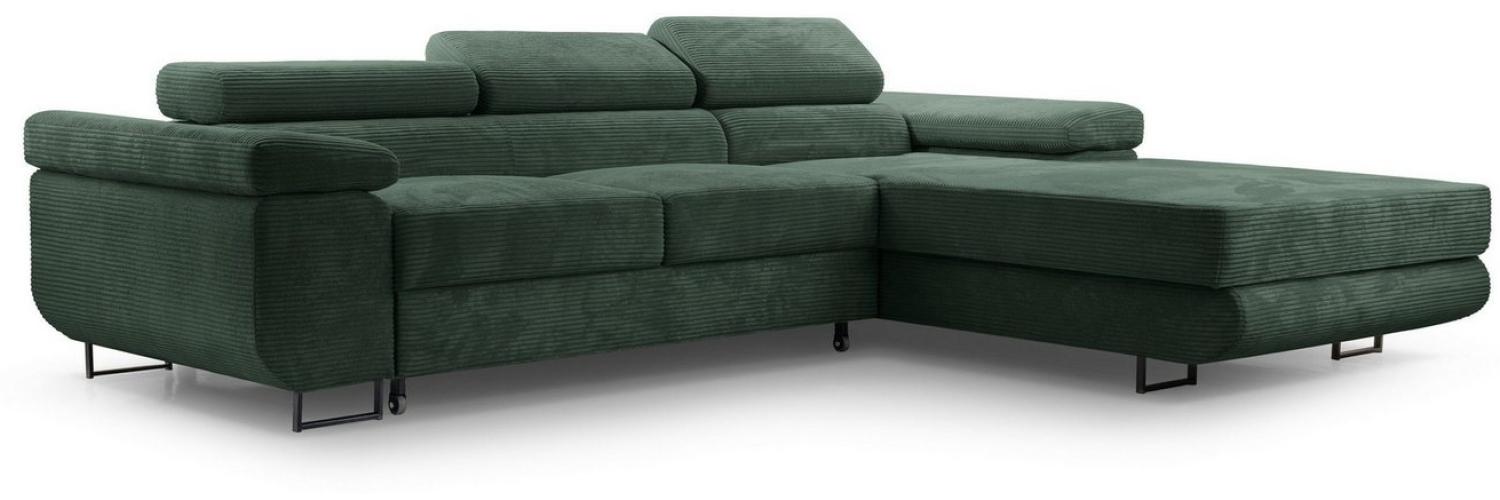 Furnix Ecksofa NILLONA L-Sofa Polsterecke mit Schlaffunktion Bettkasten, elegant, topaktueller Cord-Polsterstoff, Maße 280x90x203 cm, Metallfüße Bild 1