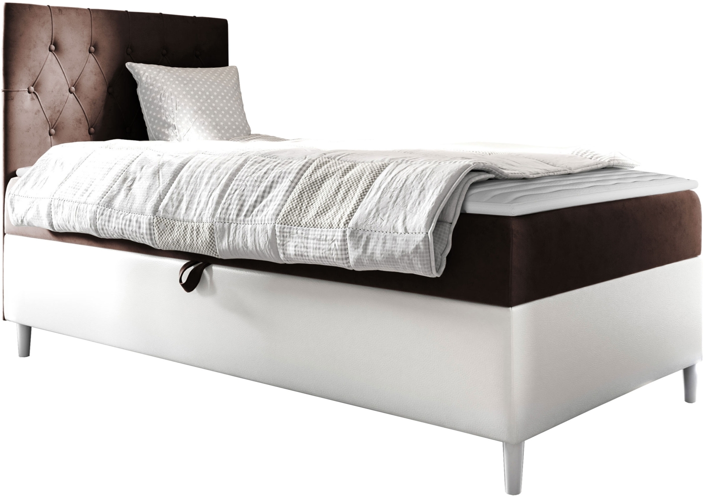 Boxspringbett 'Lenda Junior 1', braun, 90 x 200 cm, Rechts Bild 1