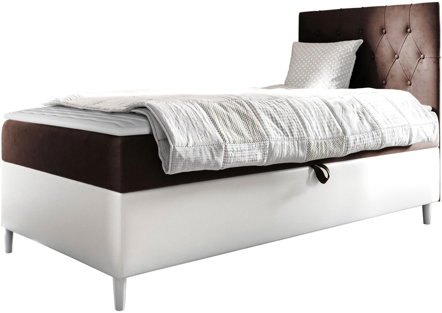 Boxspringbett 'Lenda Junior 1', braun, 90x200 cm, Rechts Bild 1