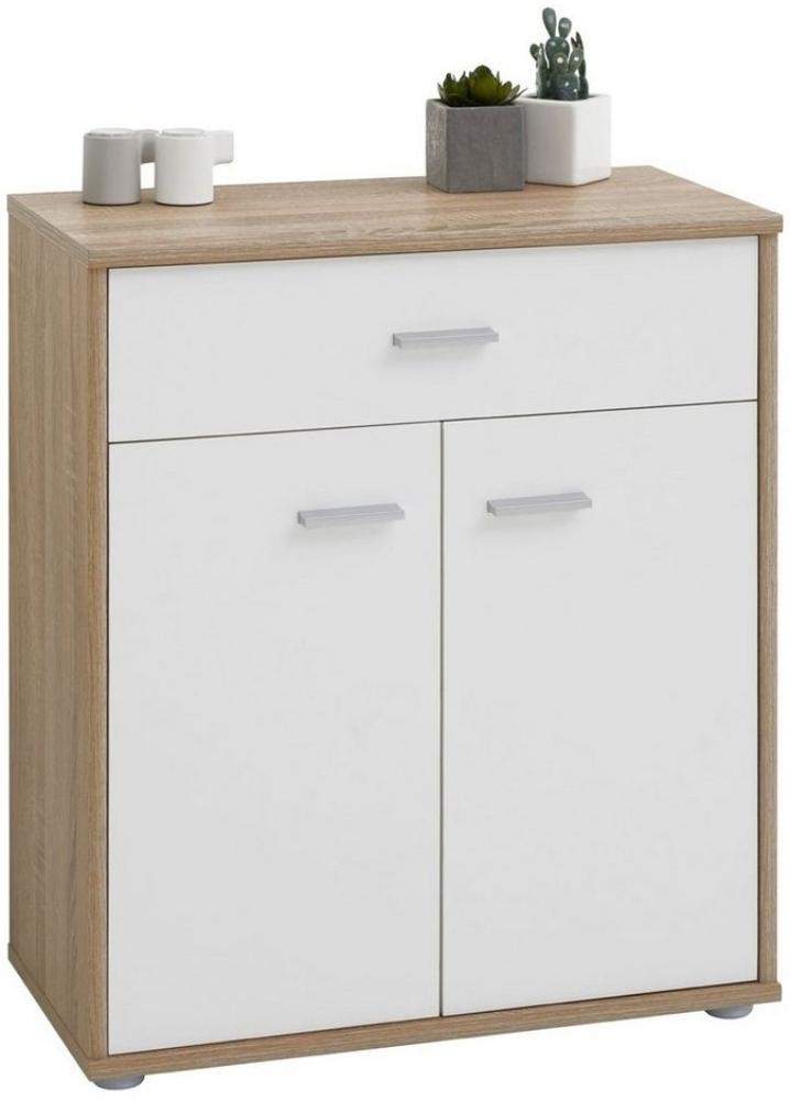 CARO-Möbel Kommode Sideboard Schrank Tommy in Sonoma Eiche/weiß, Anrichte mit 1 Schublade und 2 Türen Bild 1