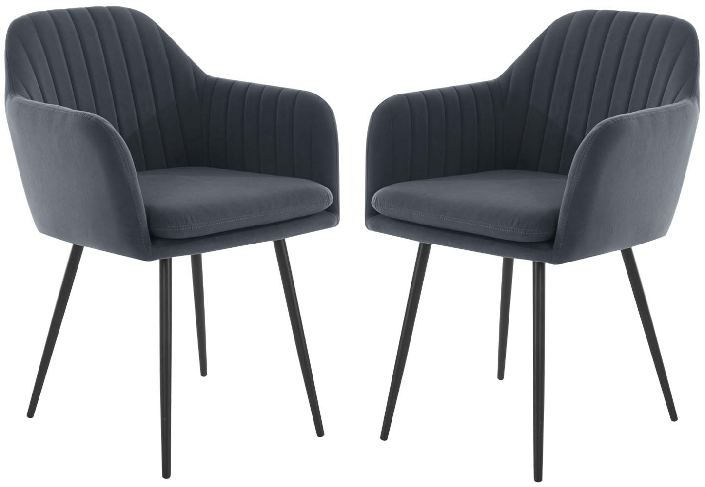 2er Set Sesselstuhl Lia - Samtvelour Grau Bild 1