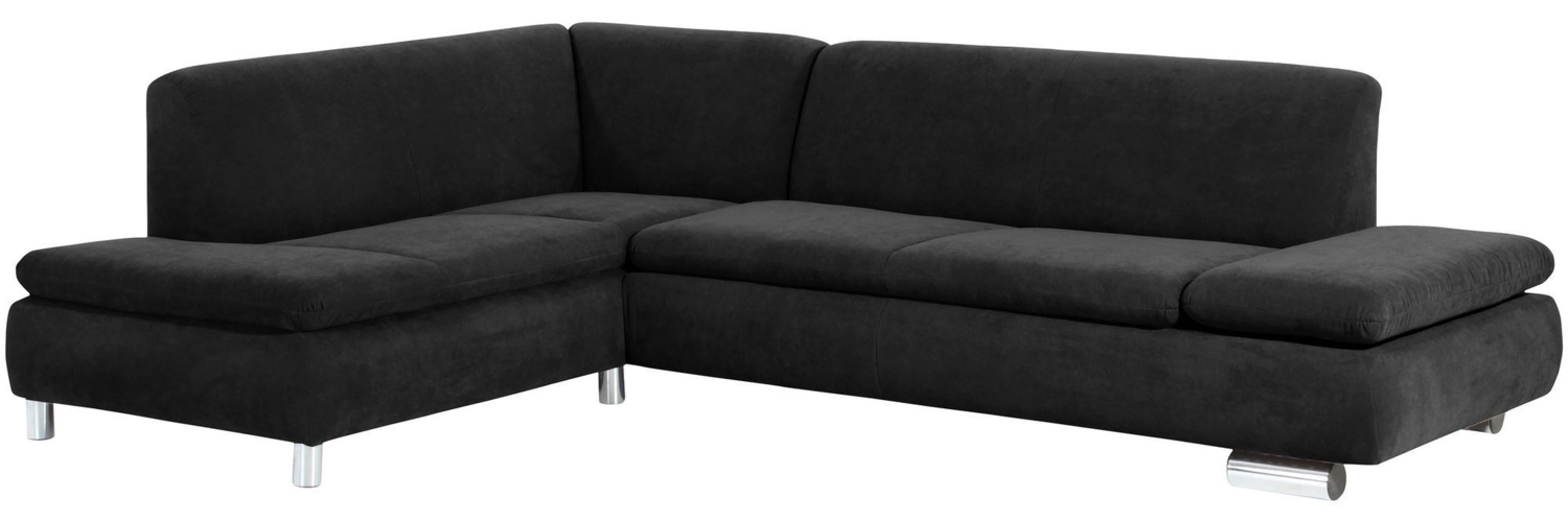 Ecksofa mit Ottomane links Kaye Bezug Veloursstoff Metallfuß verchromt / schwarz 23114 Bild 1