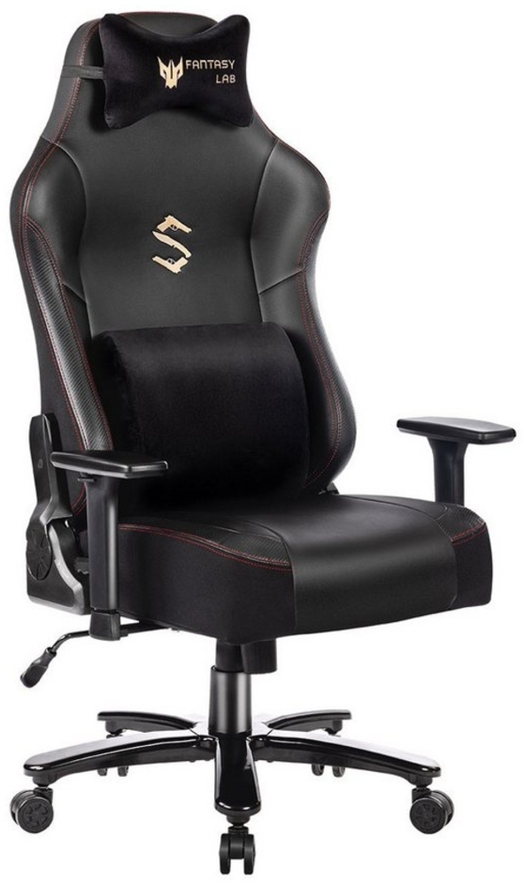 FANTASYLAB Gaming-Stuhl Massage, 180KG Belastbarkeit, 55x52 cm Kissen, Verstellbare Armlehne 3D Bild 1