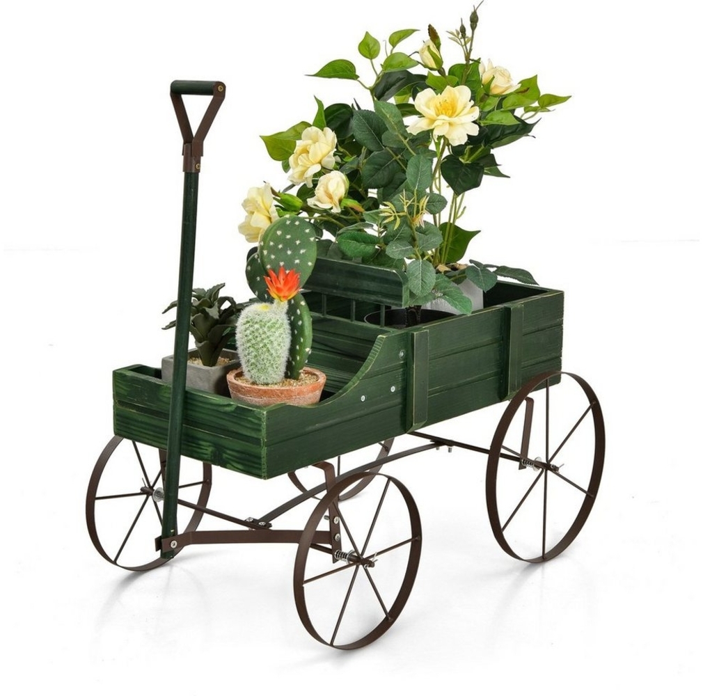 COSTWAY Blumenständer, Pflanzwagen mit 4 Metallrädern & Griff, 62x34x60cm Bild 1