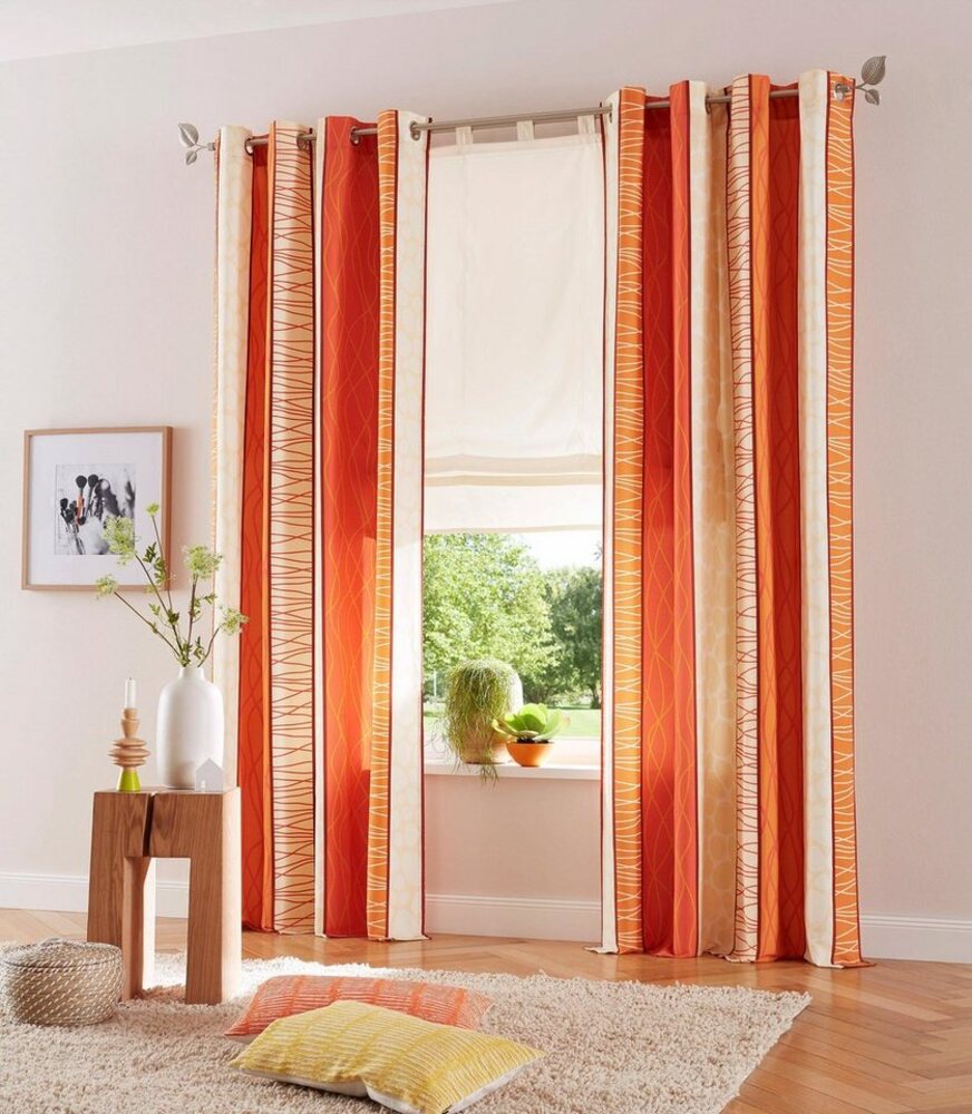 my home Vorhang Gosen (2 St), Ösen, blickdicht, Microfaser, Gardine, 2-er Set, Fertiggardine, Längsstreifen Bild 1