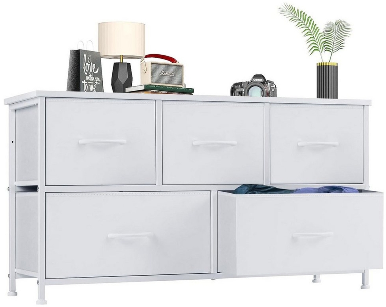 Refined Living Kommode Schubkastenkommode mit 5 Schubladen Stoffkommode stabilem Stahlrahmen (Sideboards mit Holzplatte und leicht zu ziehendem Griff für Schränke, Große Kapazität, Aufbewahrung von Kinder- und Erwachsenenkleidung), wasserdicht Geeignet... Bild 1