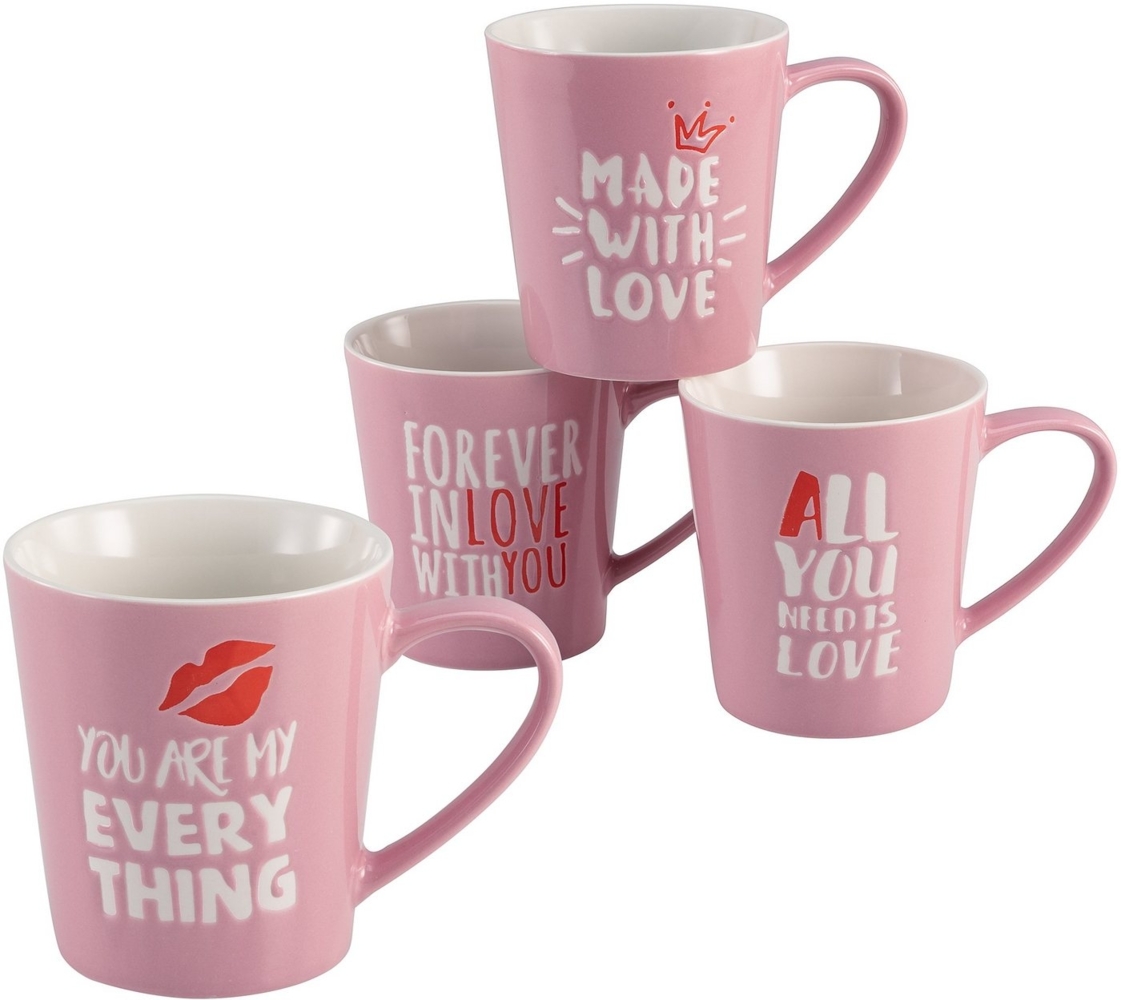 CreaTable 20896 LOVE COLLECTION , Kaffeebecher, 420 ml, rosé, 4-teilig (1 Set) Bild 1